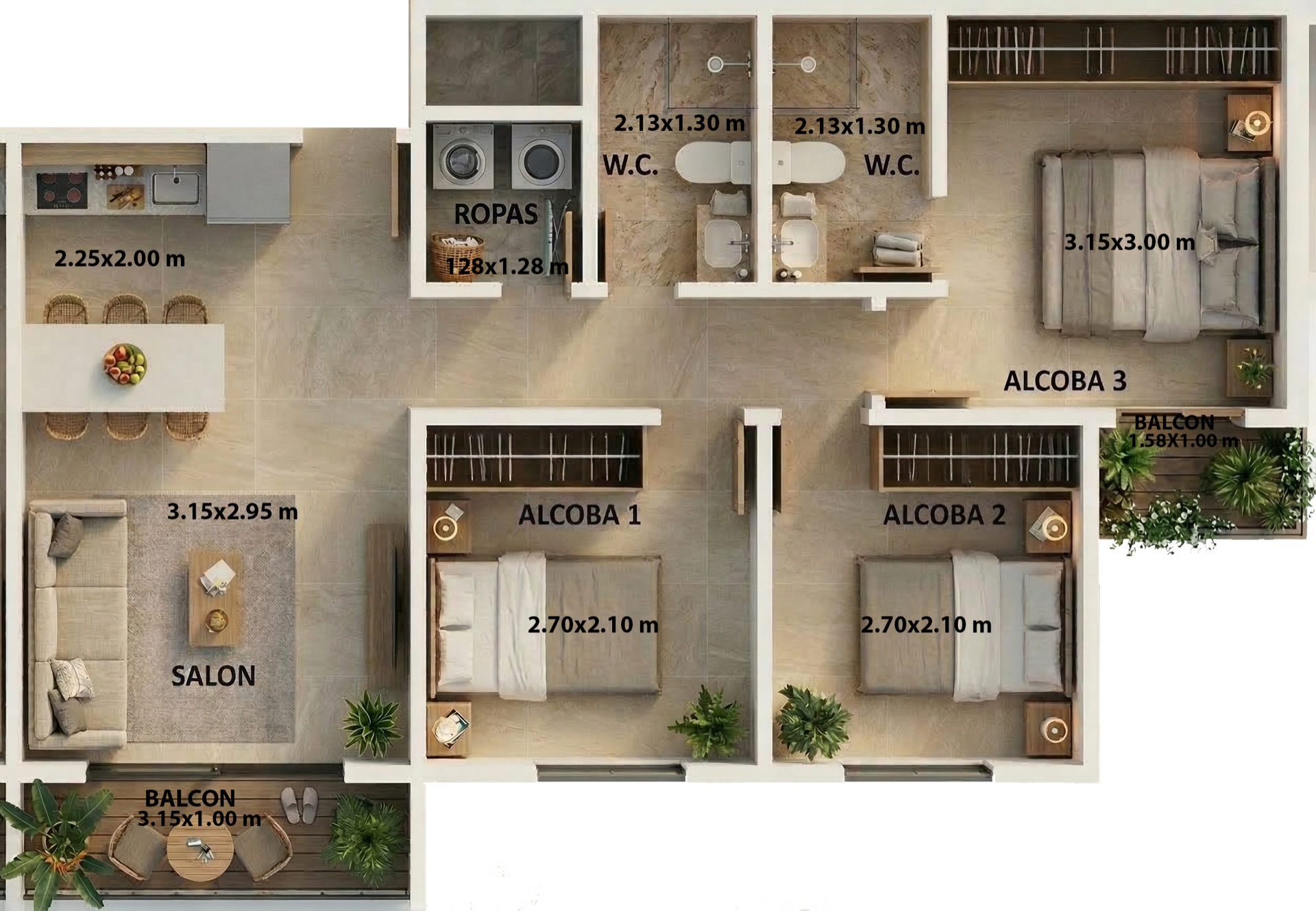 Plano 3 Habitaciones